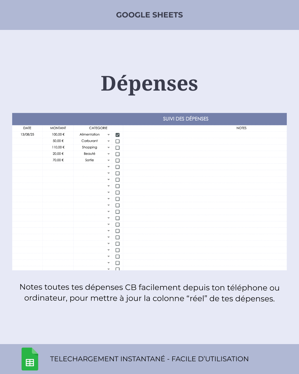 Feuille de calcul budgétaire